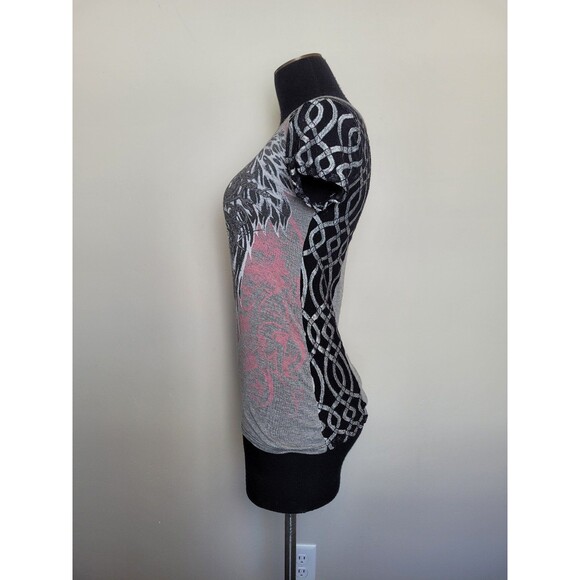 Angels & Diamonds Graphic T-Shirt Demonia Affliction Goth Emo Grunge Mesh Small - Picture 11 of 12